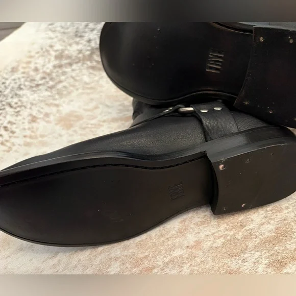 Frye Black Leather Ankle Boots with harness Size 6 - Picture 7 of 9